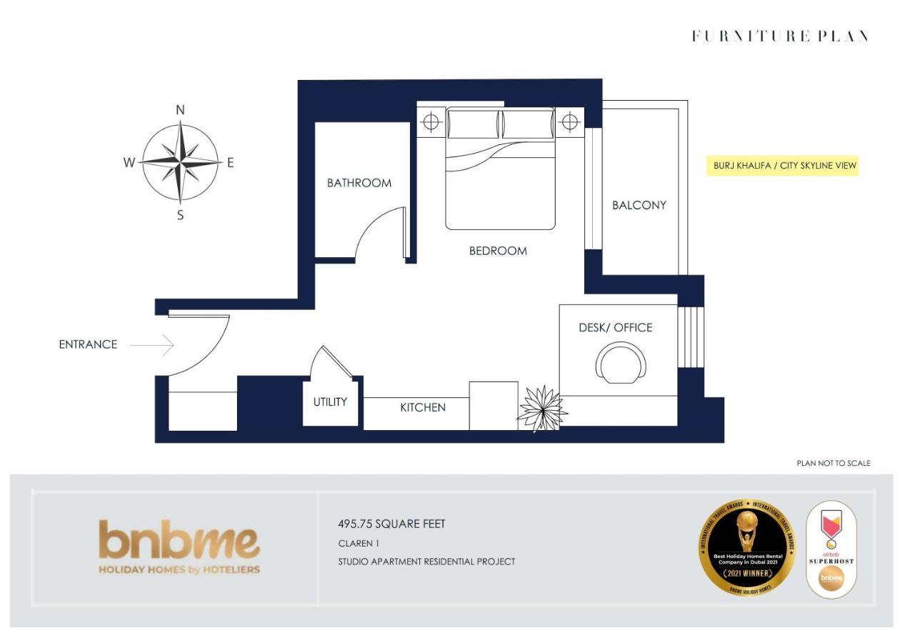 Bnbmehomes - Elegant & Stylish Studio In Downtown - 502 Dubai Exterior foto